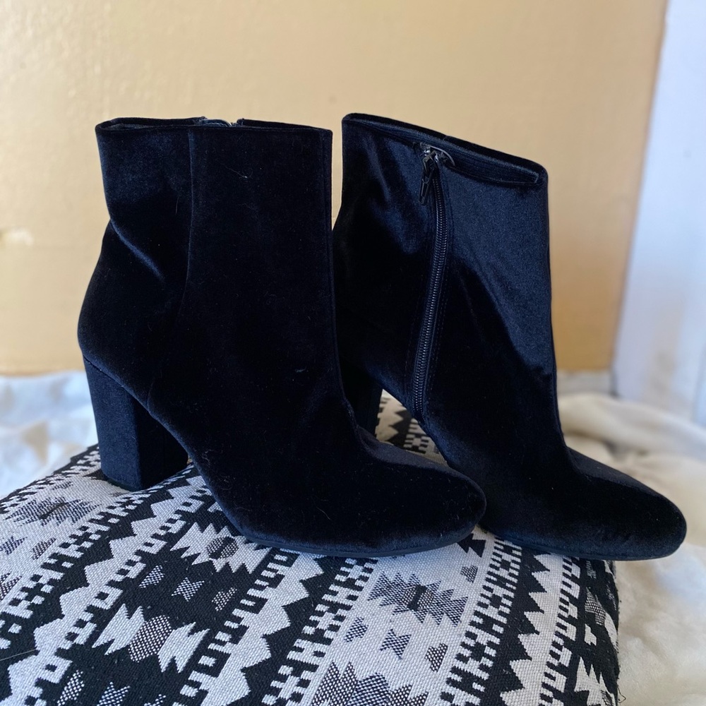 Black velvet booties